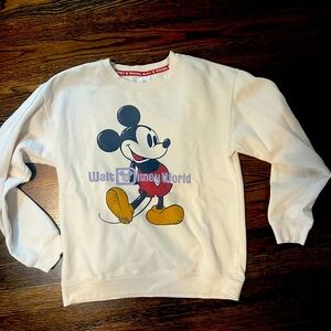 Kids Disney Parks Walt Disney World Mickey Sweatshirt Cream Pullover size XL